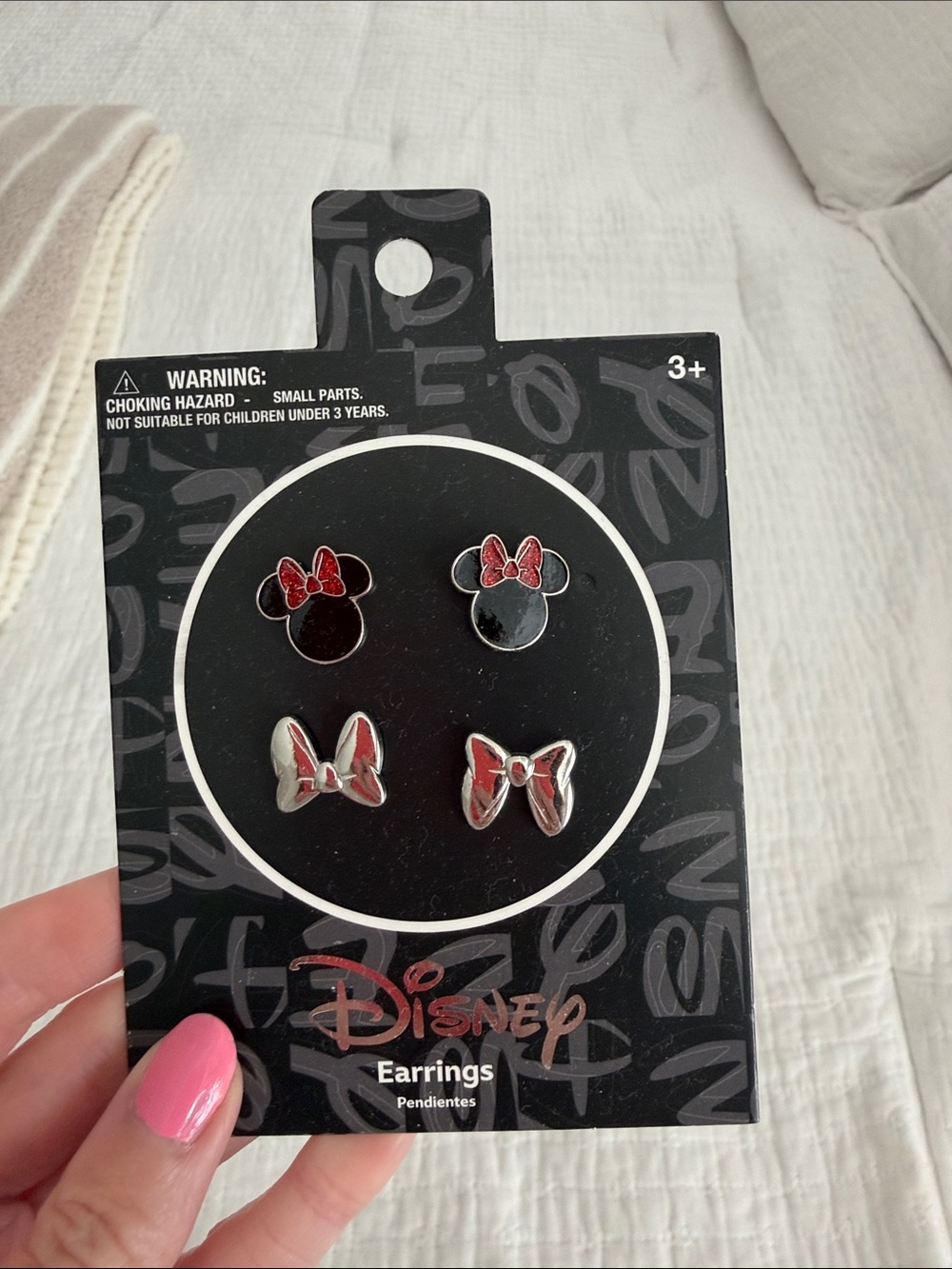 Disney Girls Minnie Mouse Red & Silver Stud Earring 4-Pack